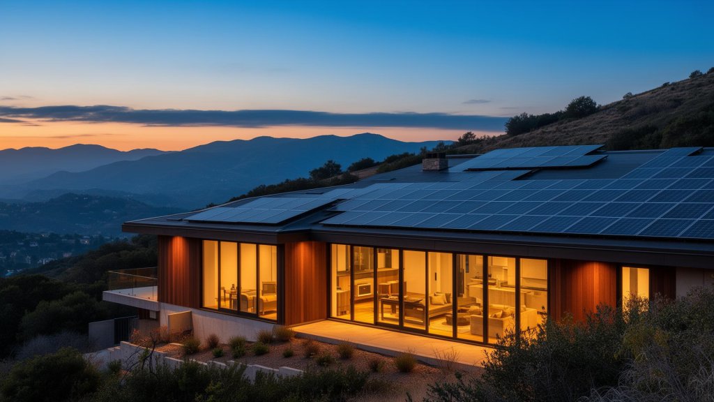 Solar panels on a residential roof